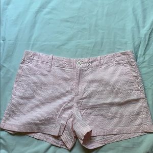 Classic pink and white seersucker shorts.